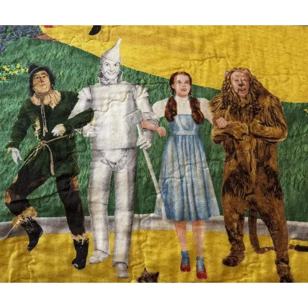 Handmade Wizard of Oz Throw Quilt EUC 63” x 60” REVERSIBLE 3727/20